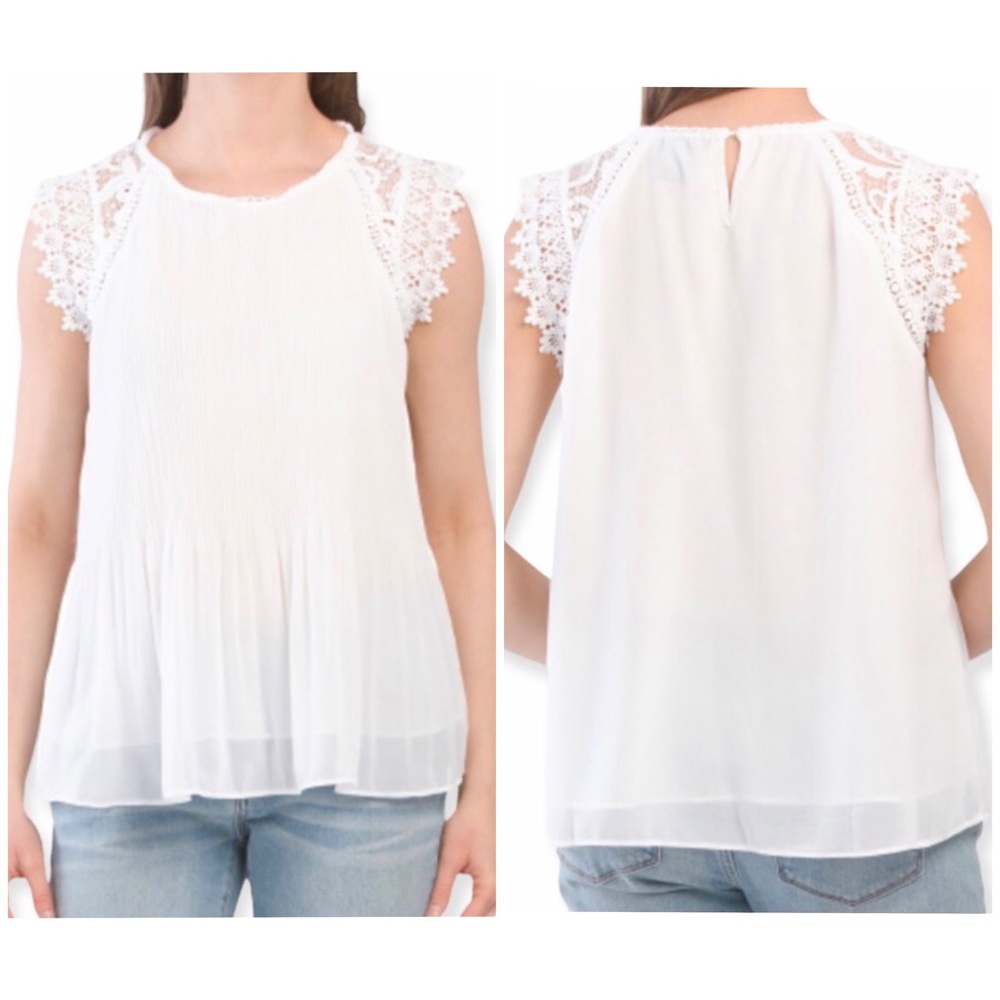 NWT LIV Los Angeles Crochet Lace Tank Top Bridal Feminine Modern Romantic Medium